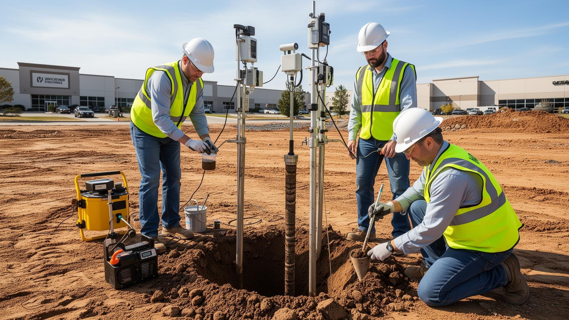 Envicon field scientist logging soil conditions during a Phase I site reconnaissance